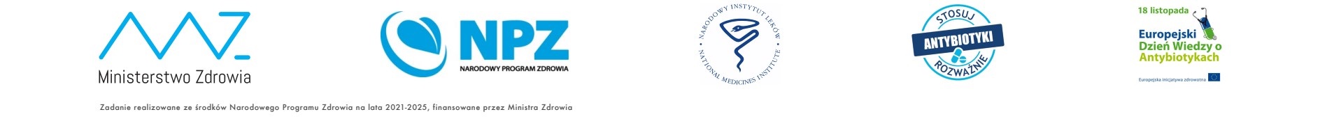 logo realizatorów - Ministerstwo Zdrowia, Narodowy Program Zdrowia, Narodowy Instytut Leków