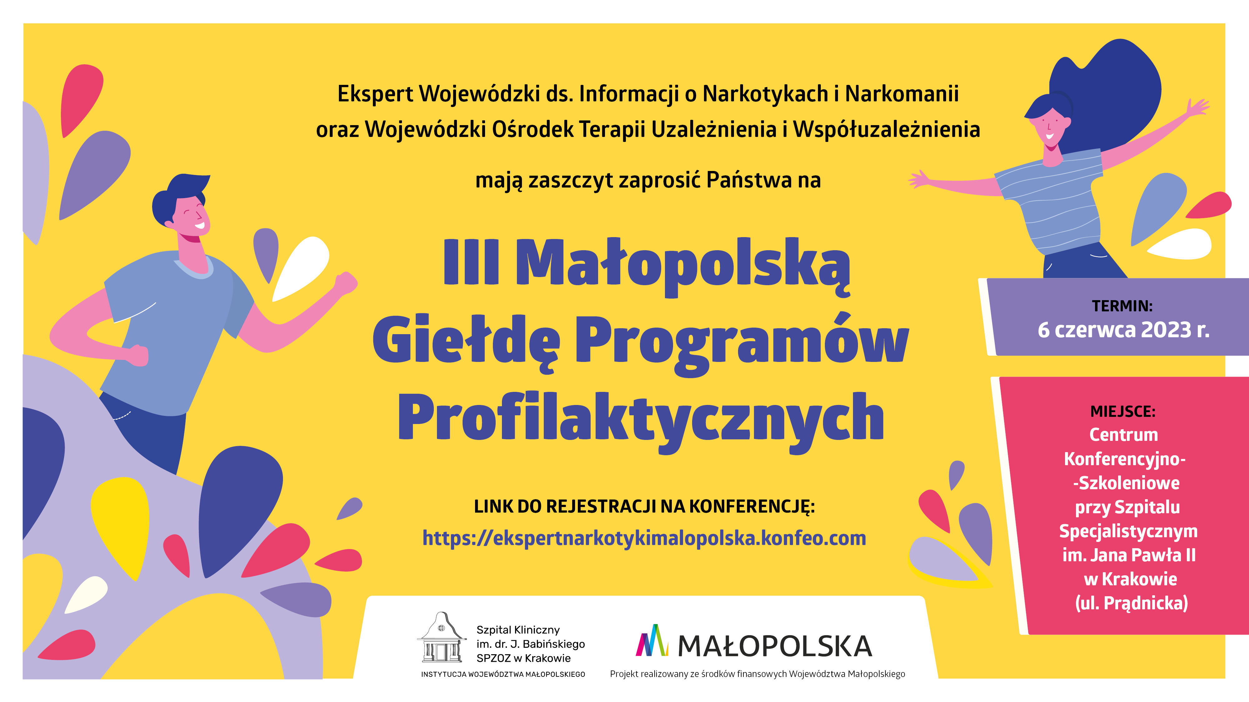 Grafika z zaproszeniem na III Małopolską Giełdę Programów Profilaktycznych